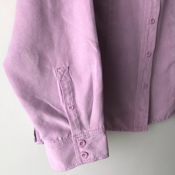 🐝 BNWOT Suede Pastel Purple Shirt Shacket L - Picture 4 of 7